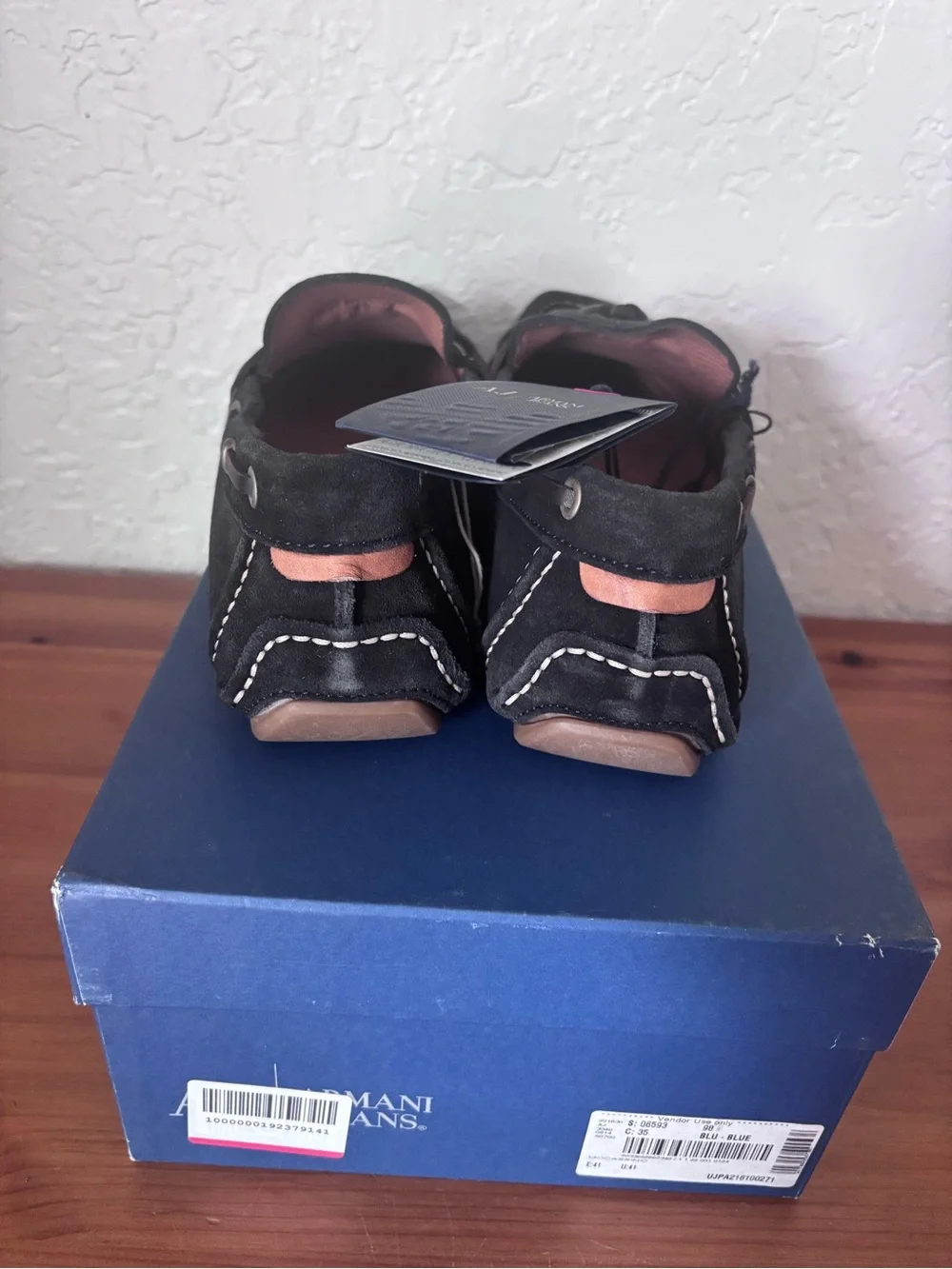 Armani Jeans Black Suede Tassel Driving Loafers